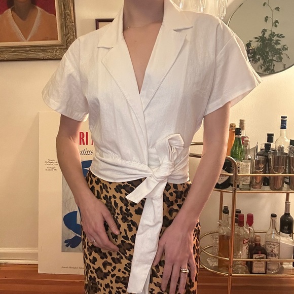 White Wrap Blouse - Picture 1 of 5